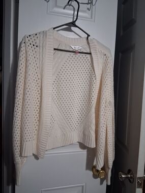 No Boundaries Cream Open-Weave Women's Cardigan